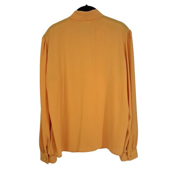 Vintage D'Allairds Goldenrod Flowy Puffy Sleeve Button Secretary Blouse Canada - Picture 2 of 8